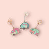 Hand painted Leather Vintage Caravan Key Ring Bag Tag