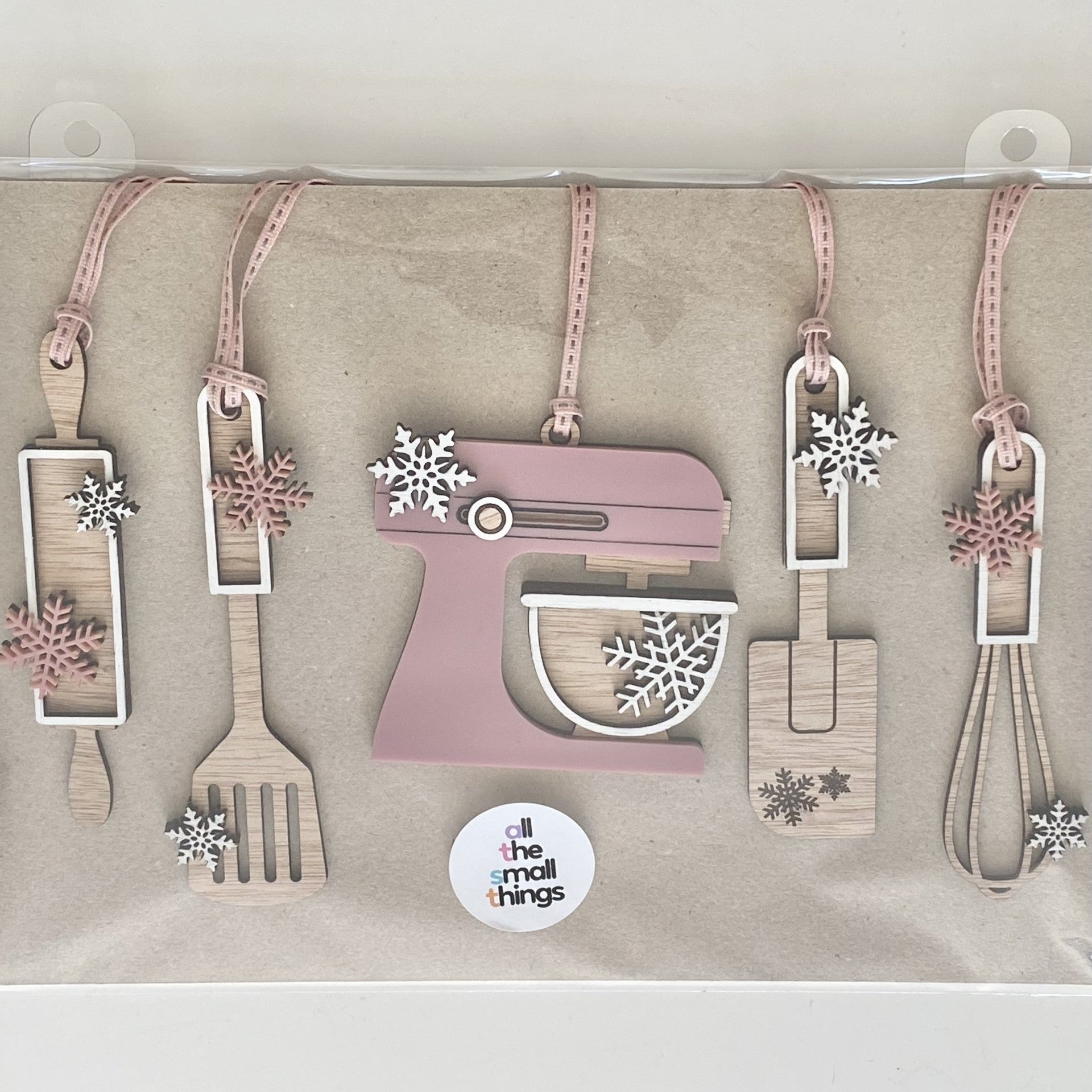 Custom Order - 5 piece mixer ornament set in baby pink