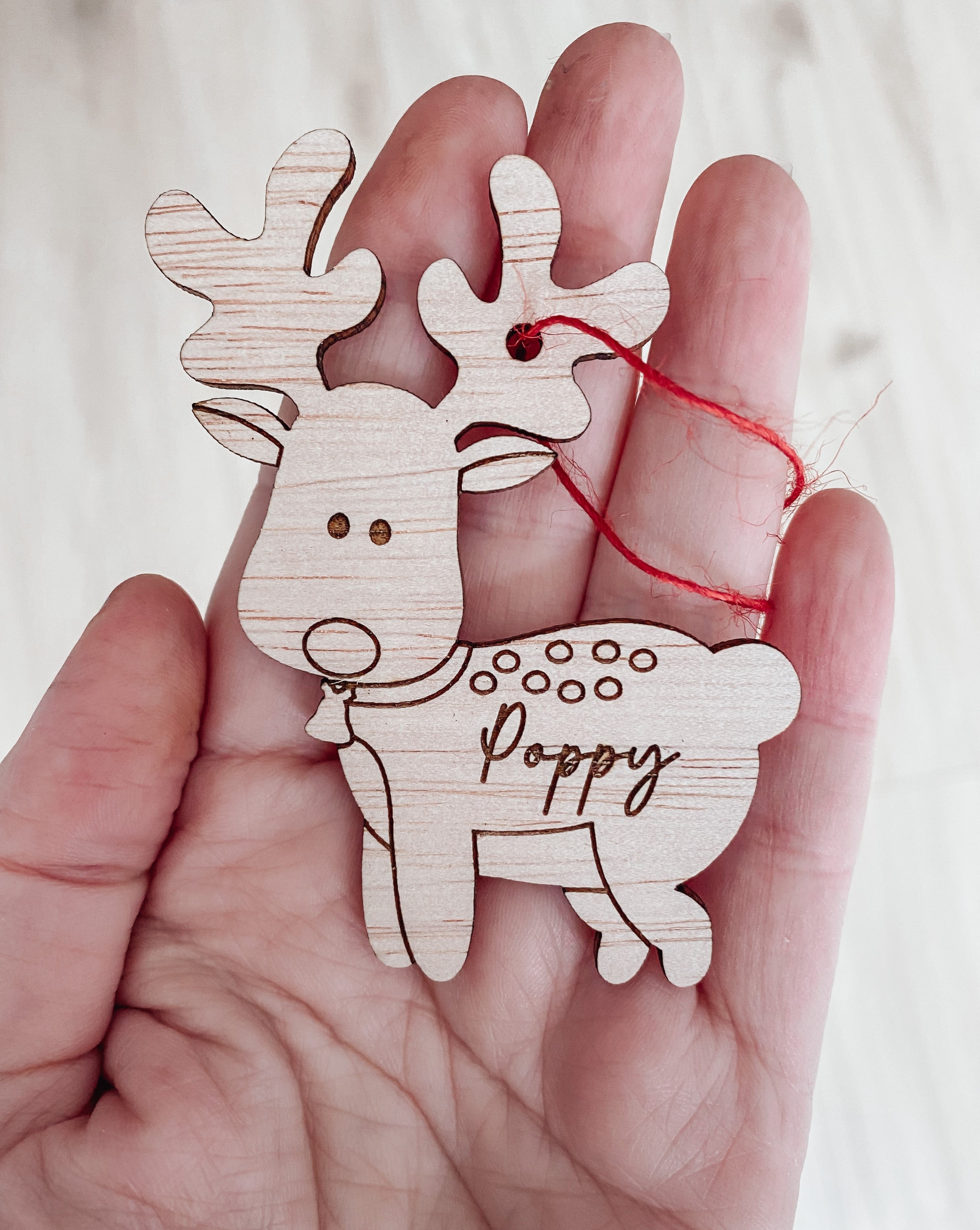 Personalised Christmas Reindeer Gift Tag Ornament