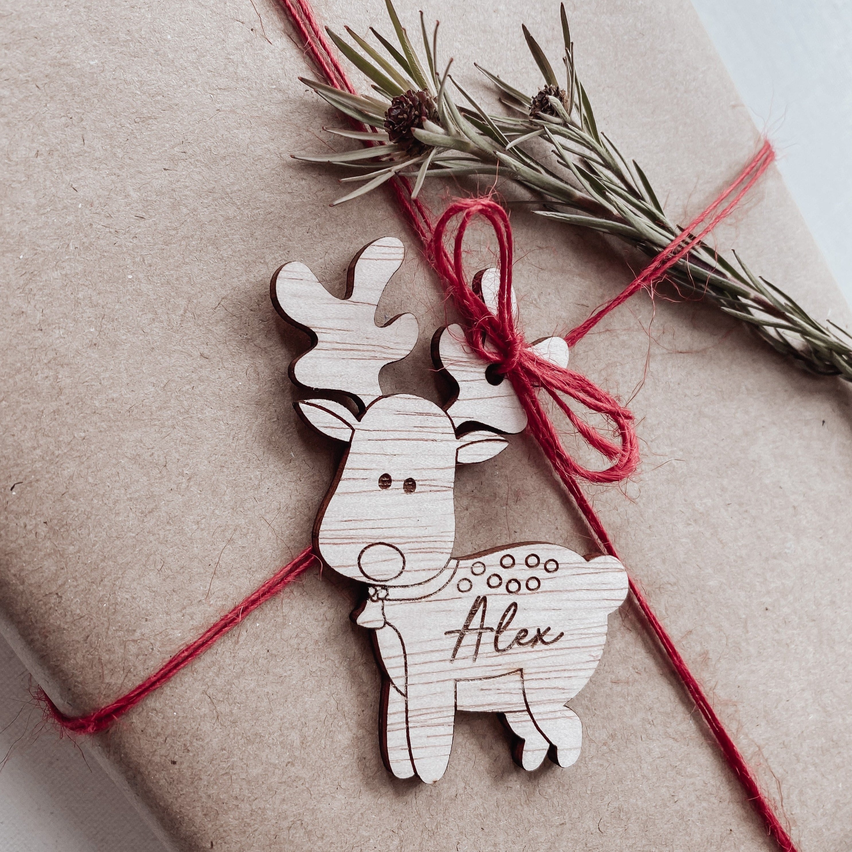 Personalised Christmas Reindeer Gift Tag Ornament