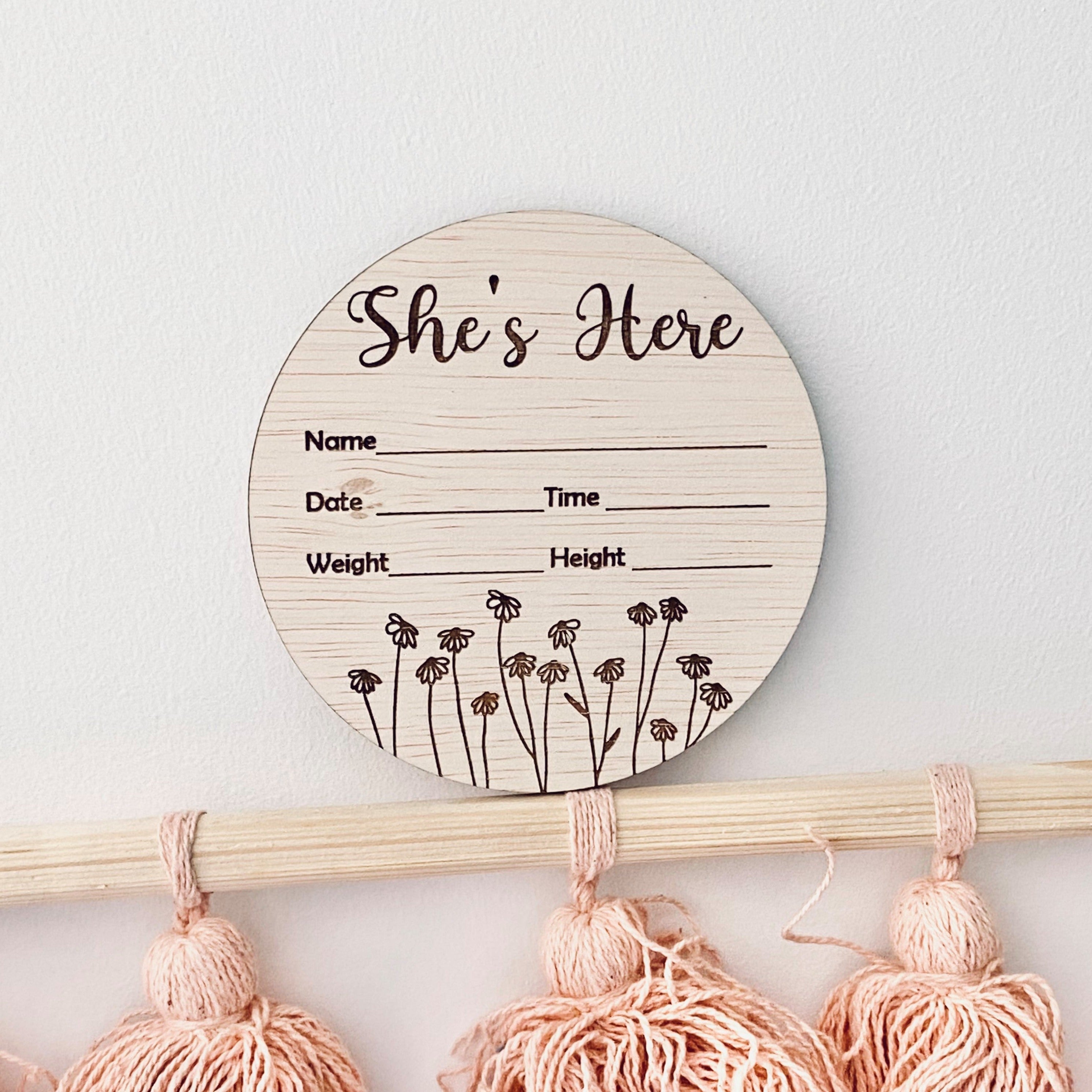 Wooden Baby Birth Announcement Plaque - Wooden Birth Announcement Sign
