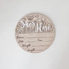 Wooden Baby Birth Announcement Plaque - Wooden Birth Announcement Sign - Wildflower