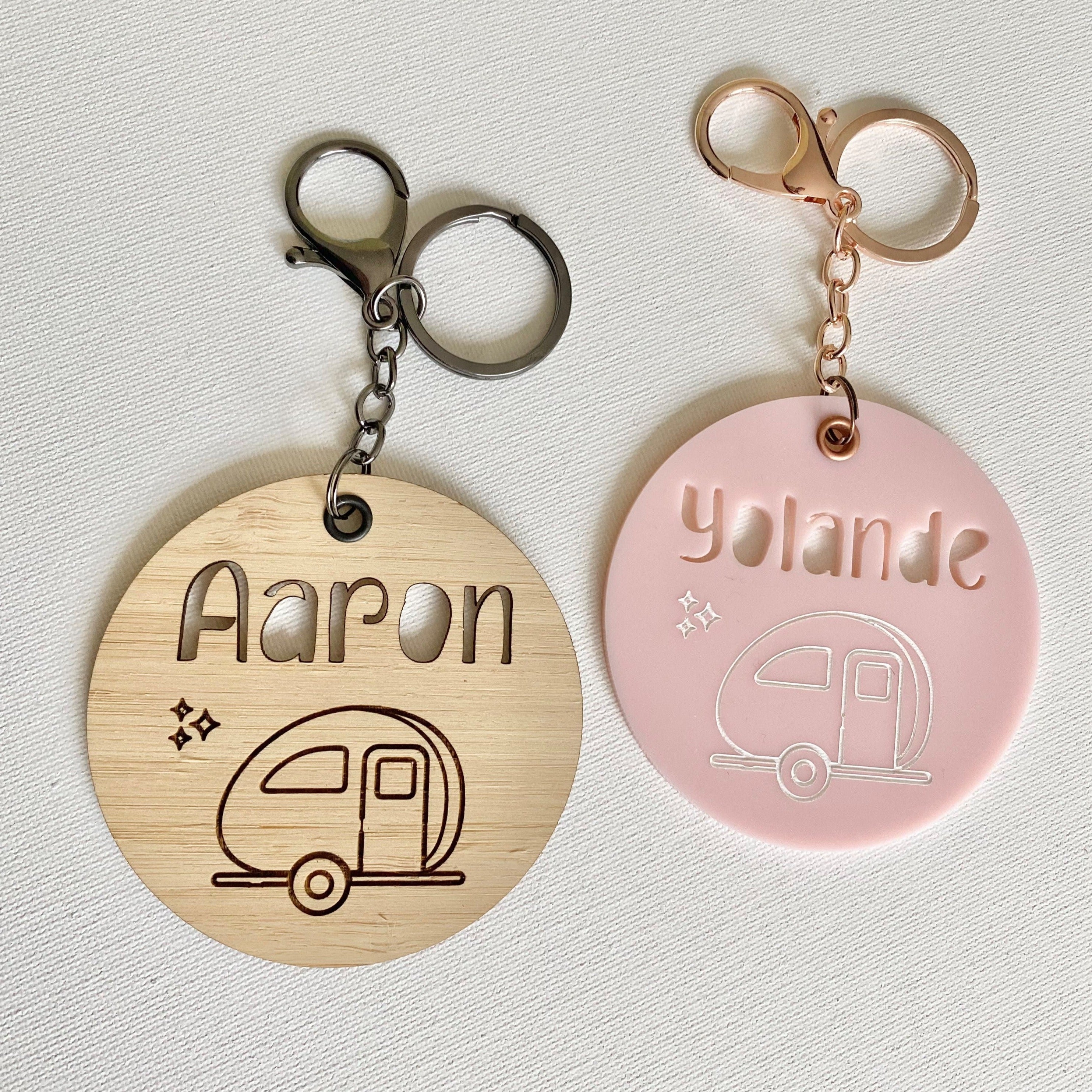 Vintage Caravan Personalised Bag Tag Key Ring