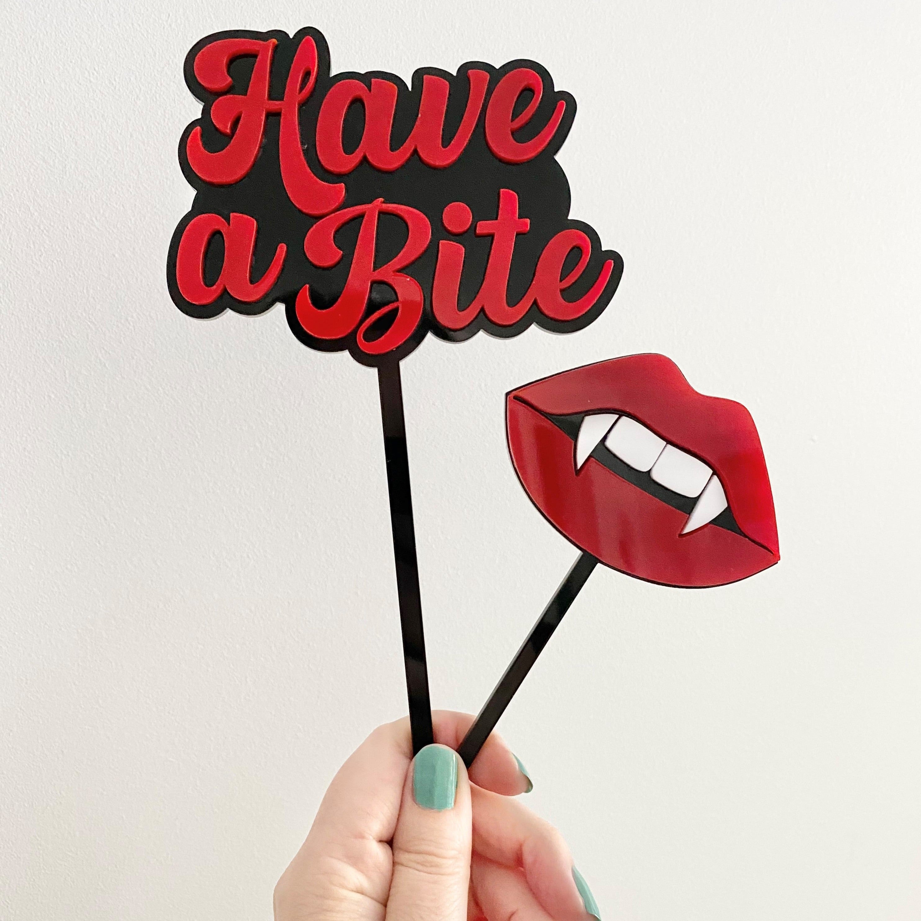 Vampire Lips "Have a Bite" Feature Cake Topper