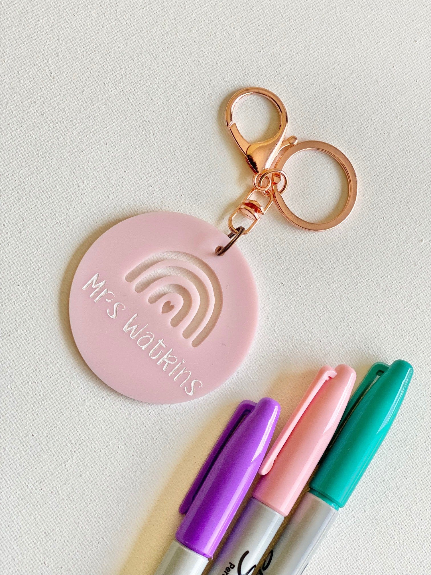 Rainbow Heart - Teachers Personalised Bag Tag