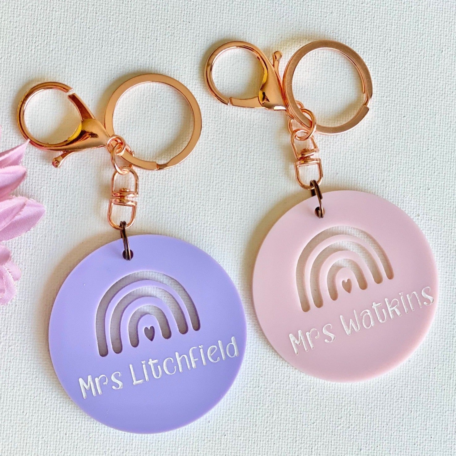 Rainbow Heart - Teachers Personalised Bag Tag