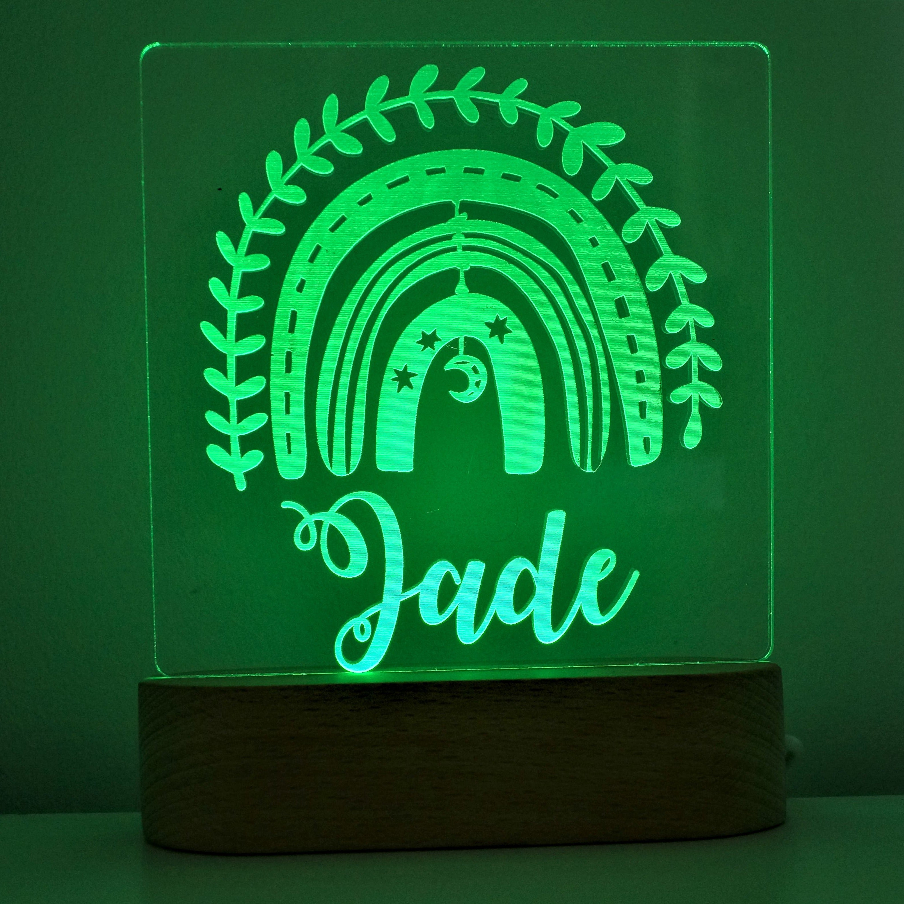 Boho Rainbow Personalised Night Light