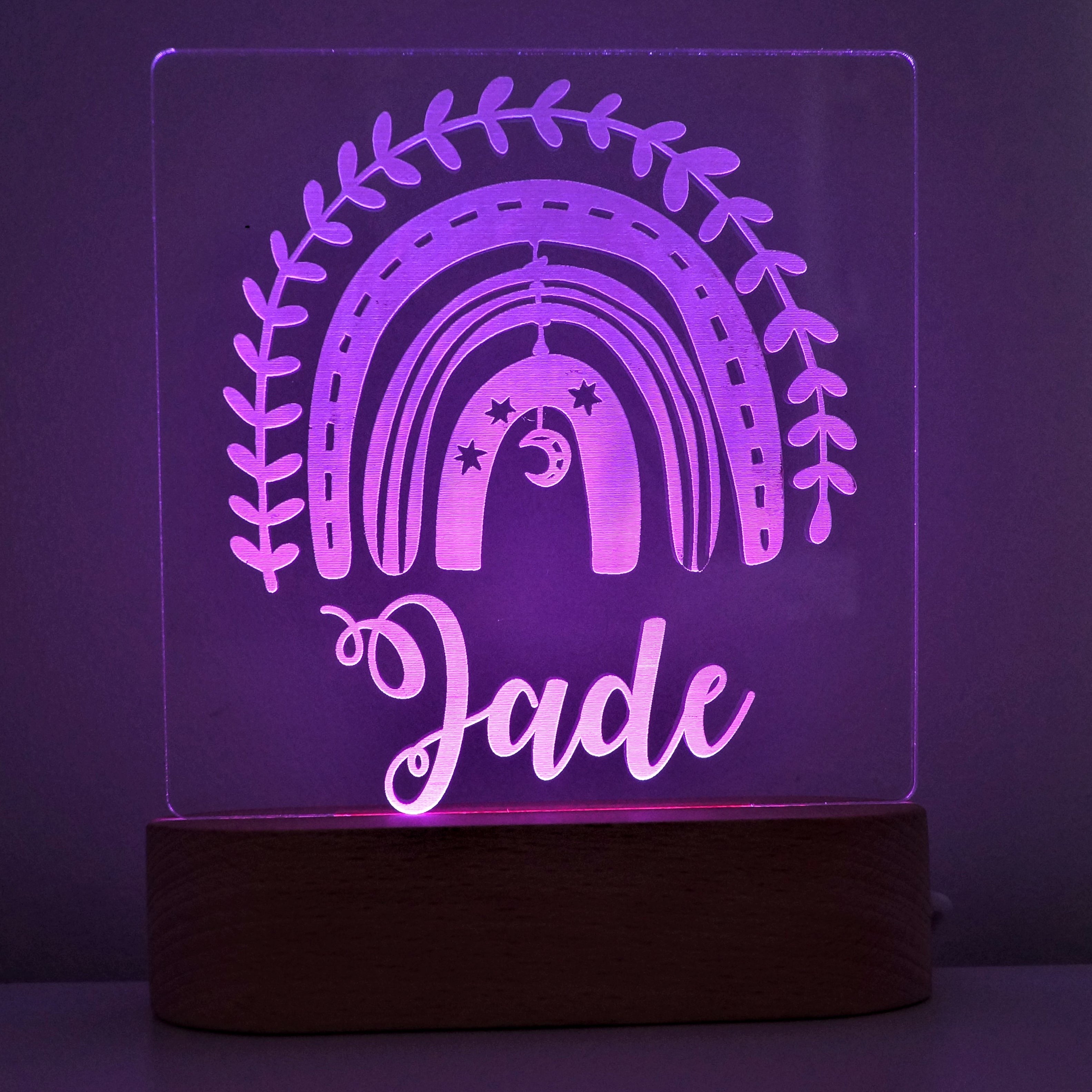 Boho Rainbow Personalised Night Light