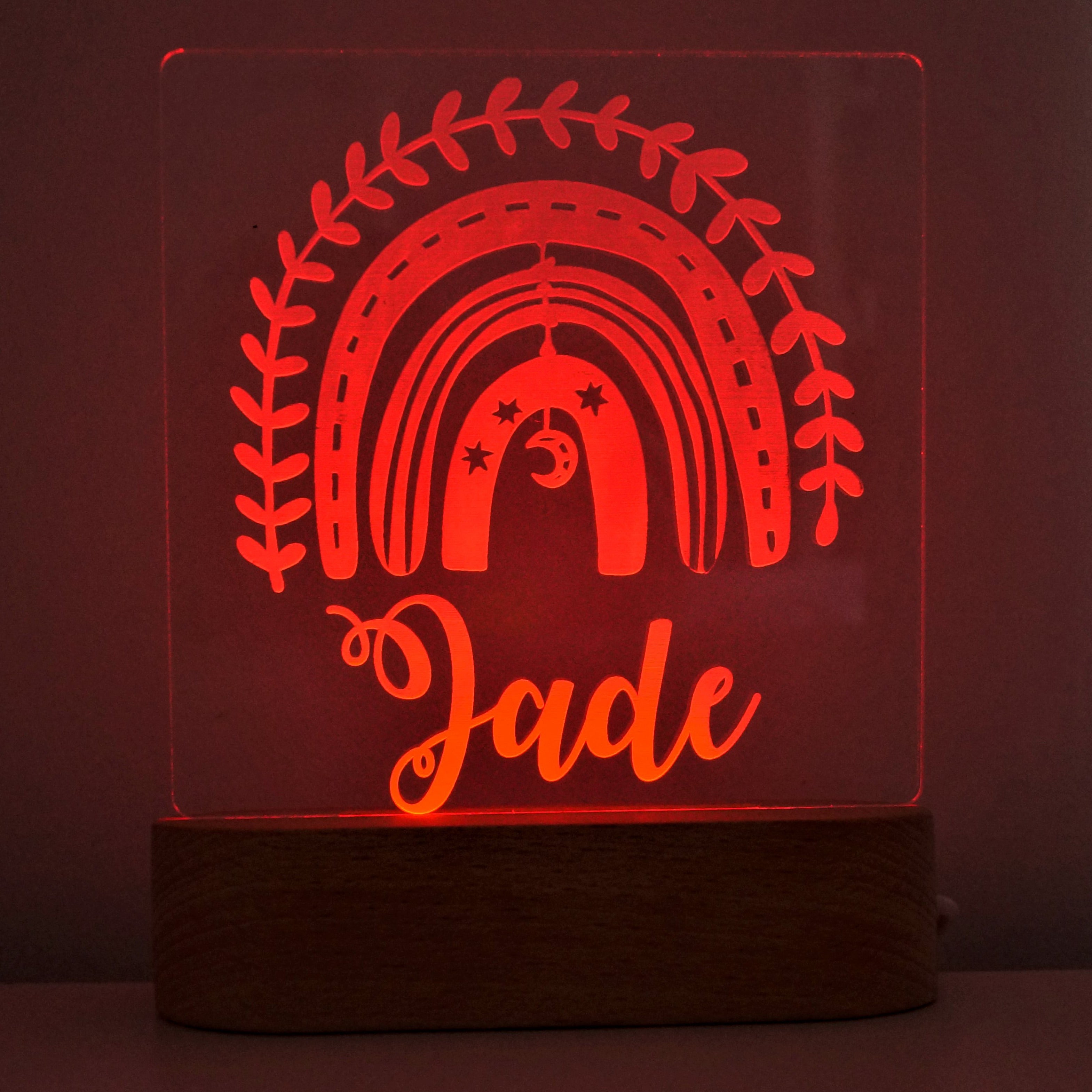 Boho Rainbow Personalised Night Light