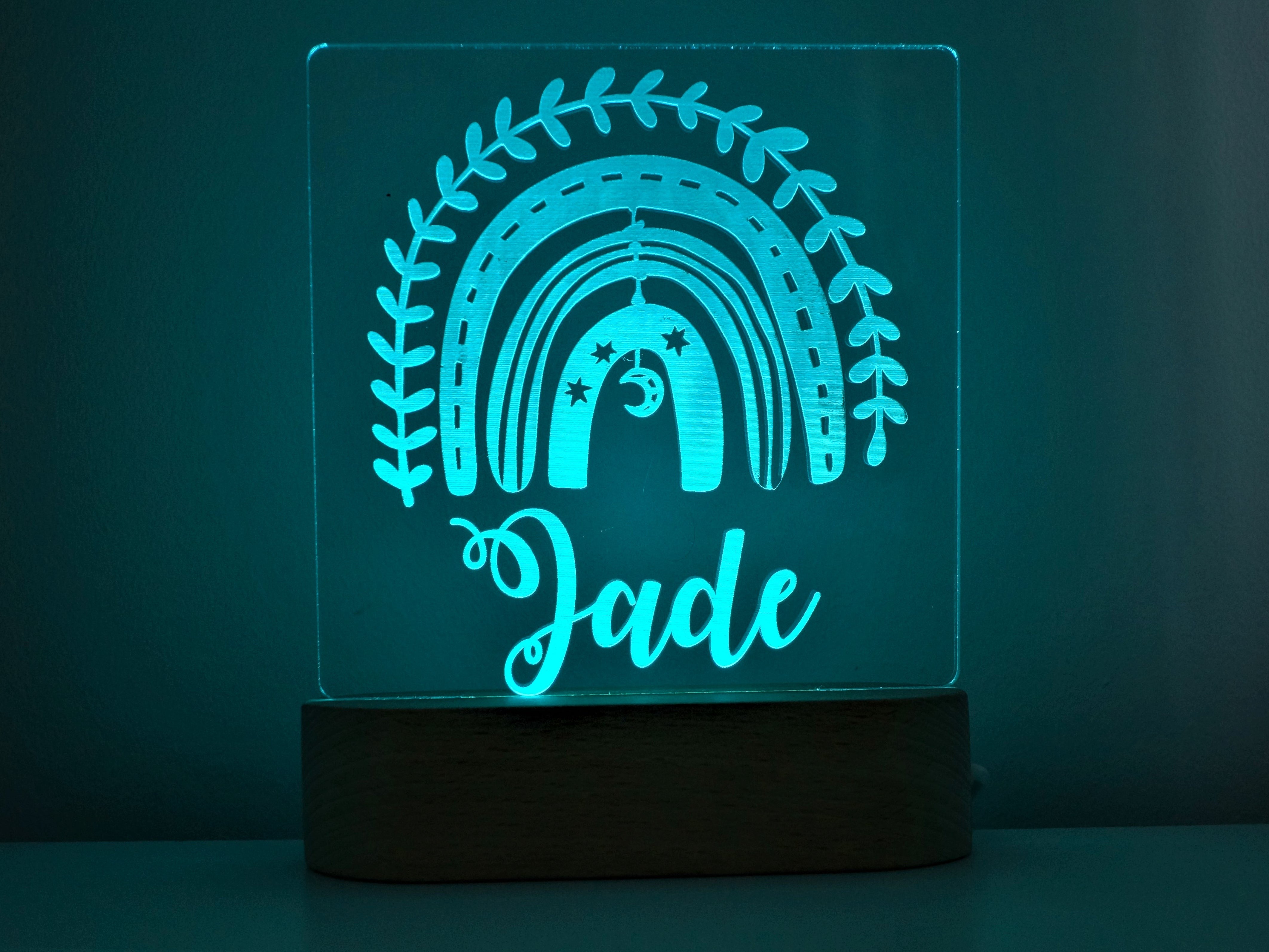 Boho Rainbow Personalised Night Light