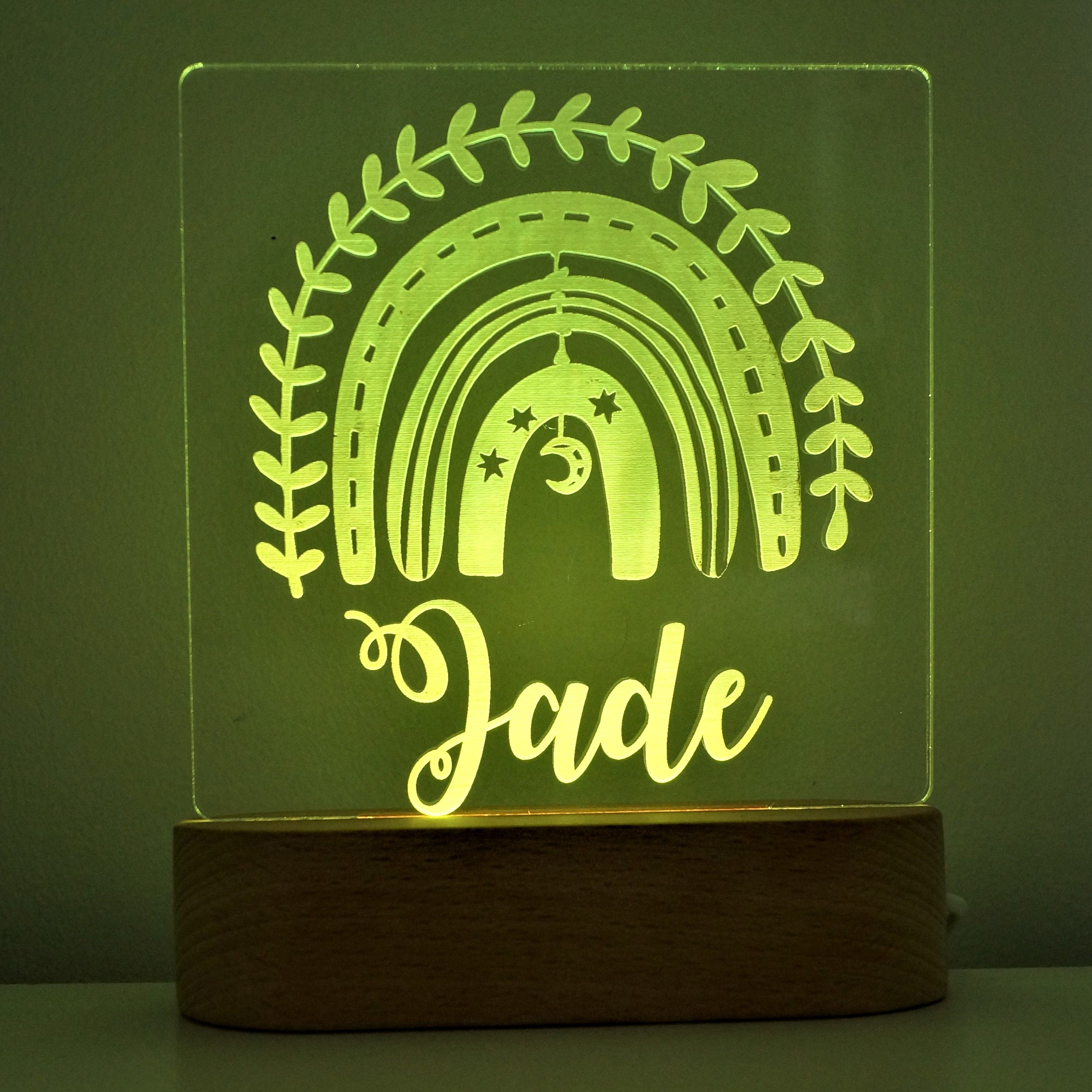 Boho Rainbow Personalised Night Light