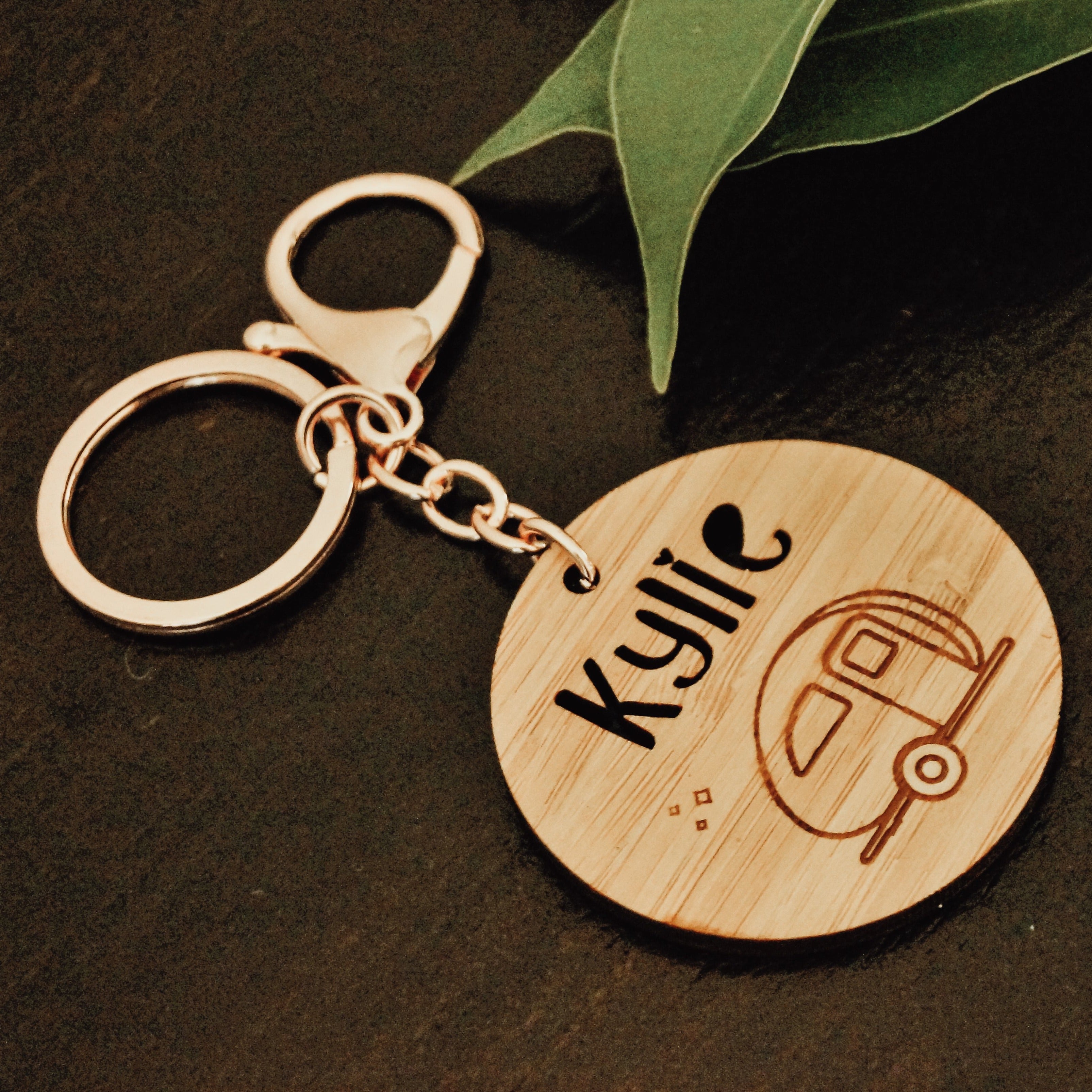 Vintage Caravan Personalised Bag Tag Key Ring